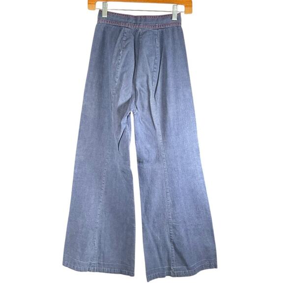 Vintage THERMO-JAC Bell Bottom Pants Full Button Front Light Wash Size 5 Groovy - Picture 2 of 13